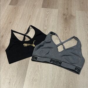 PUMA Sports Bra Bundle Black and Gray Sports Bras Sz Large